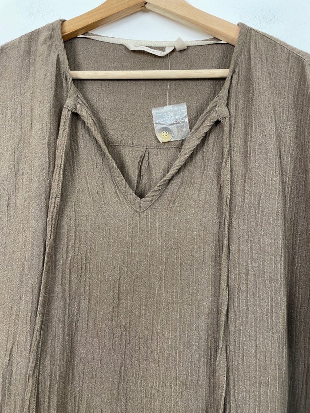 Soft Surroundings Dolman Sleeve Tassel Tie V Neck Pullover Crinkle Women 2X Top - Picture 4 of 8
